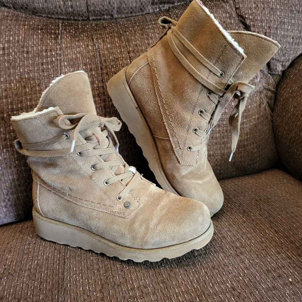 BearPaw Phoebe Suede Sheepskin Hiker Boot